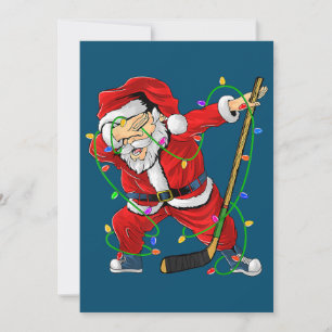 Invitation Joyeux Noël Hockey sur glace Dabbing Santa Claus
