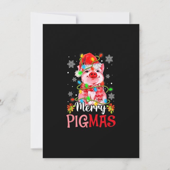 Invitation Joyeux Noël Joyeux Pigmas mignonne Cochon Funny No (Devant)