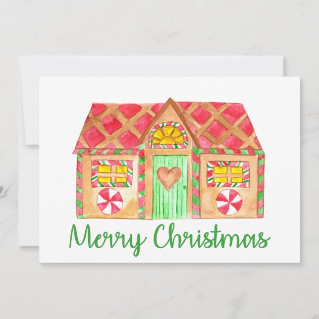 Invitation Joyeux Noël Maison en pain d'épices (Devant)