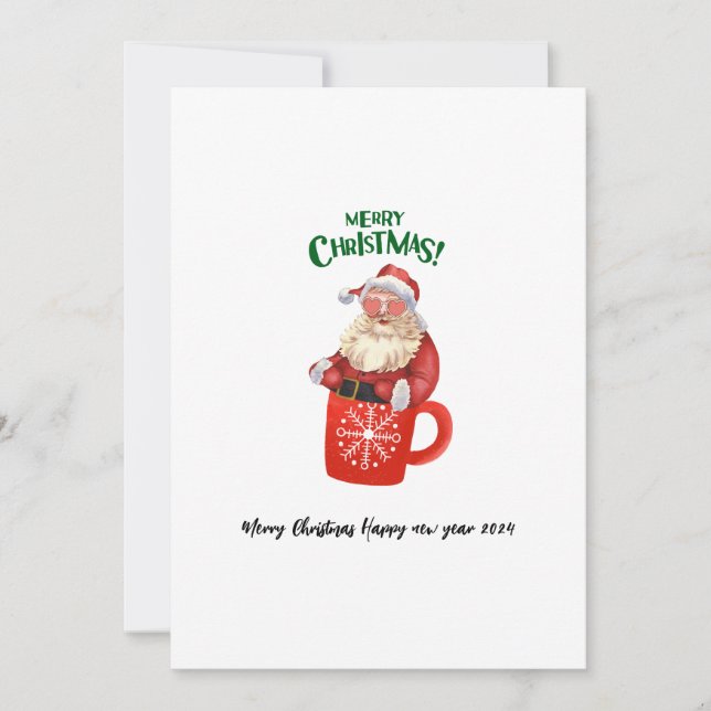 Invitation Joyeux Noël mignon santaclaus cadeau pour les amis (Devant)