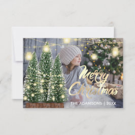 Invitation Joyeux Noël Nom de l'arbre photo Lumières Rose