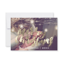 Joyeux Noël Photo Lights Marble Gold Custom