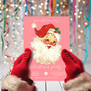 Invitation Joyeux Noël Retro Père Noël