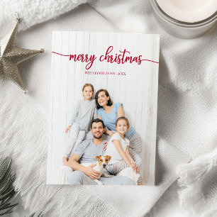 Invitation Joyeux Noël Rouge Script photo unique