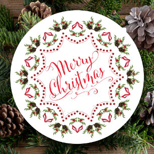 Invitation Joyeux Noël Rouge Vert Pinecone Parti QR Code