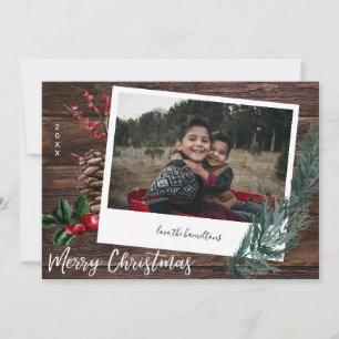 Invitation Joyeux Noël rustique - Bois & Instant Photo Invi