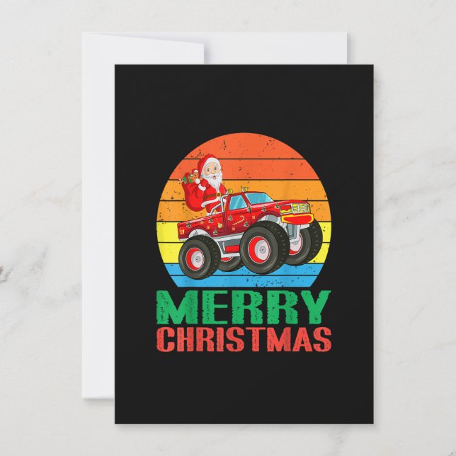 Invitation Joyeux Noël Santa Claus Monster Camion Xmas Tod (Devant)