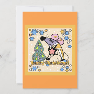 Invitation Joyeux Noël Symbole du Nouvel An Souris Caricature