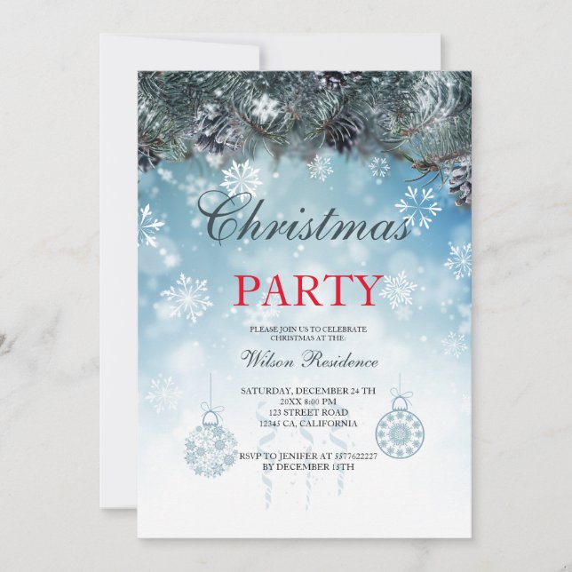 Invitation Joyeux Noël | Typographie rouge (Devant)