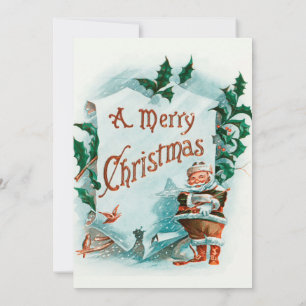 Invitation Joyeux Noël vintage Père Noël Merry Greeting