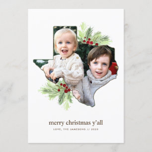 Invitation Joyeux Noël Y'all Texas State Holiday Card