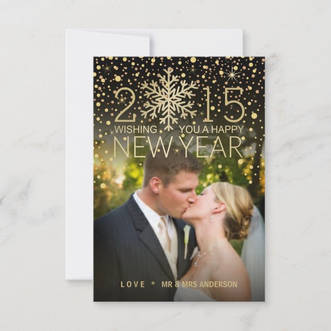 Invitation Joyeux Nouvel An Snowflake Confetti Photo (Devant)