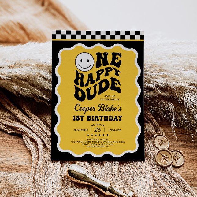 Invitation Joyeux One Happy Dude Boy 1er anniversaire fête (Créateur téléchargé)