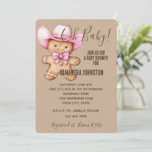 Invitation Joyeux pain d'épices fille Baby shower fille
