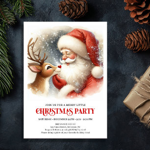 Invitation Joyeux Père Noël Rudolph Fête de Noël Famille  