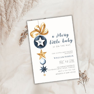 Invitation Joyeux petit Baby shower de monogramme d'hiver