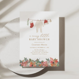 Invitation Joyeux petit Baby shower de Noël d'hiver