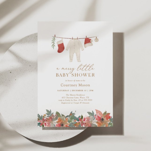 Invitation Joyeux petit Baby shower de Noël d'hiver (Créateur téléchargé)