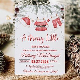 Invitation Joyeux petit Baby shower Père Noël bébé