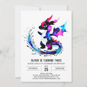 Invitation Joyeux petit Dragon Digital Boy Anniversaire