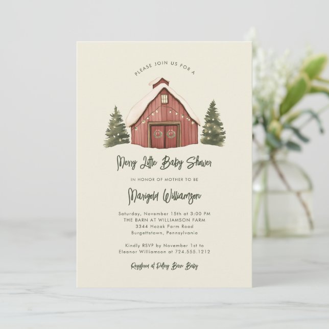 Invitation Joyeux petit Noël Baby shower rustique (Debout devant)
