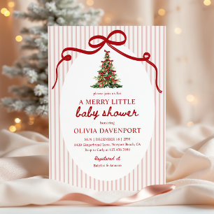 Invitation Joyeux petit Noël Coquette Arbre Bébé Shower