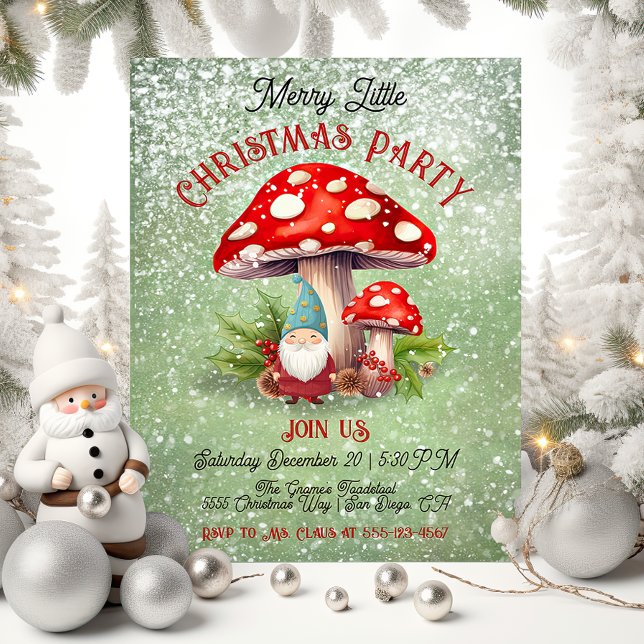 Invitation Joyeux petit Noël Gnome Toadstool Champhroom (Créateur téléchargé)
