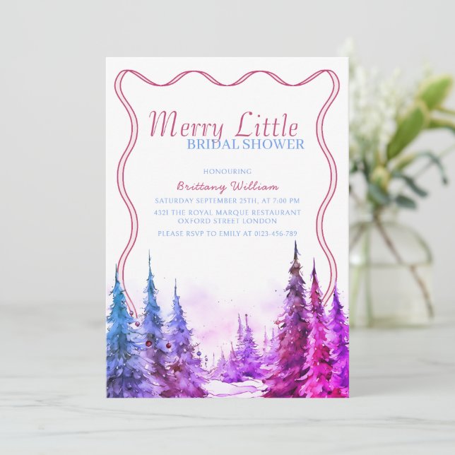 Invitation Joyeux Petite Fête des mariées d'hiver Noël rustiq (Debout devant)