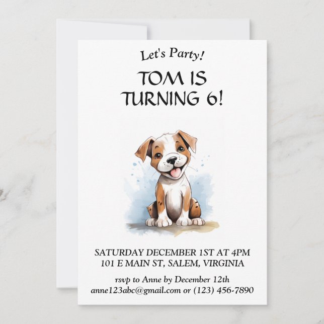 Invitation Joyeux Pitbull Pit Bull Terrier Chien (Devant)