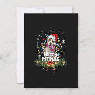 Invitation Joyeux Pitmas Père Noël Pitbull Dog Noël Lumières 
