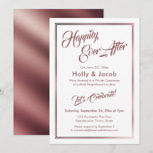 Invitation Joyeux Pour Toujours Rose Gold sur Réception Blanc