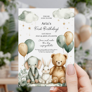Invitation Joyeux premier anniversaire bébé safari