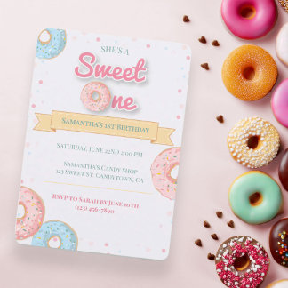 Invitation Joyeux premier anniversaire Sweet One Donut
