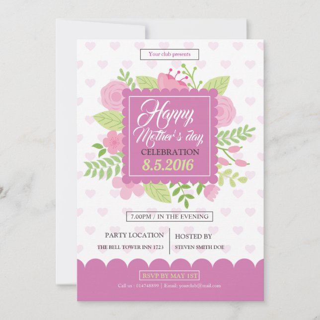 Invitation Joyeux prospectus pour la fête des mères (Devant)