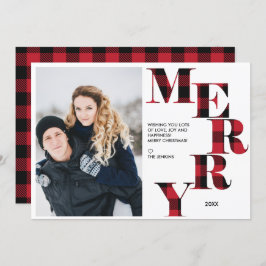 Invitation Joyeux | Red Buffalo Plaid Photo Holiday