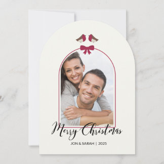 Invitation Joyeux Robins de Noël et Red Bow Arched