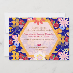 Invitation Joyeux Rosh Hashanah Juif Nouvel An Modèle Floral