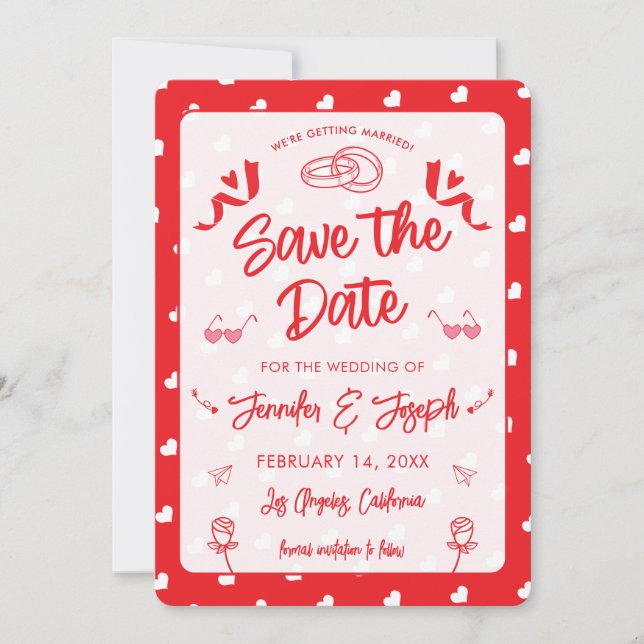 Invitation Joyeux Saint-Valentin Moderne Motif Amour (Devant)