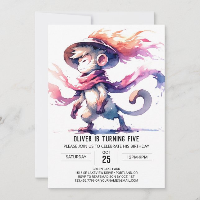 Invitation Joyeux Singe Personnalisé Anniversaire (Devant)