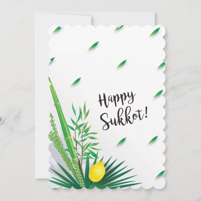 Invitation Joyeux Soukkot Lulav et Etrog Aquarelle (Devant)