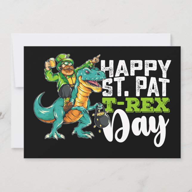 Invitation Joyeux St Patrick's Day Pat T Rex Dinosaur (Devant)