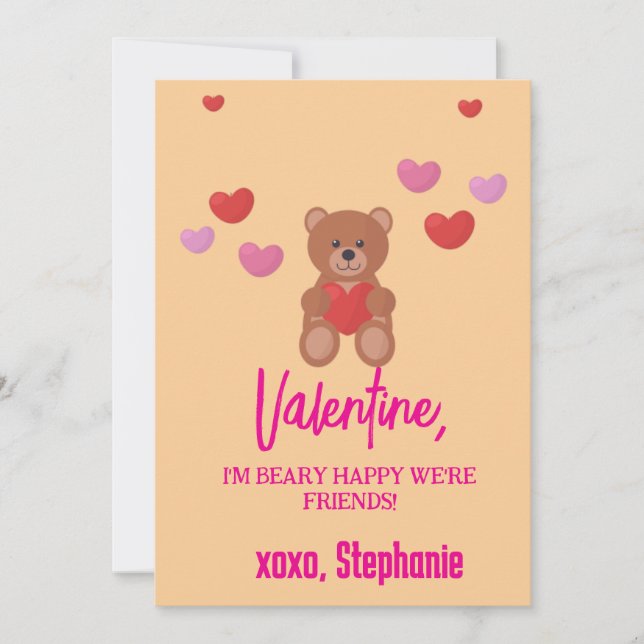Invitation Joyeux Teddy Bear Kids Valentines Day (Devant)