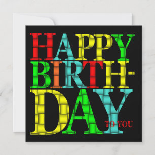 Invitation Joyeux texte d'anniversaire coloré avec Arrière -