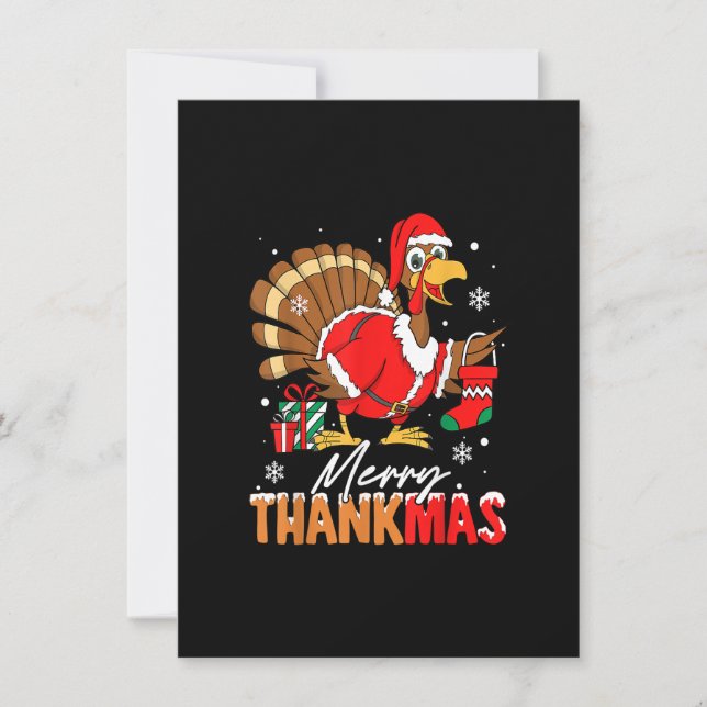 Invitation Joyeux Thankmas Turquie Santa Hat Thanksgiving Chr (Devant)