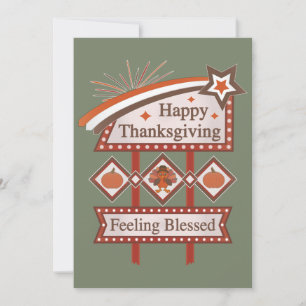 Invitation Joyeux Thanksgiving Sentiment Bénis Signe Rétro