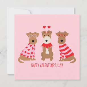 Invitation Joyeux Valentines Day Welsh Wire Fox Terrier Chien