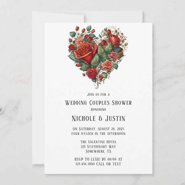 Invitation Joyeux Valentine's Mariage Rose Couples Douche (Devant)