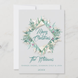 Invitation Joyeux Ventre de Noël encadré Monogramme Gris Turq