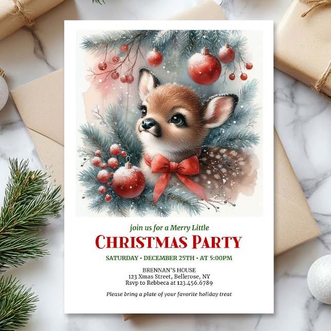Invitation Joyful woodland deer Christmas kids invite printab (Joyful woodland deer Christmas kids invite printable editable card)
