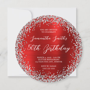 Invitation Jubilé 50 ans paillettes argentées circulaires sur